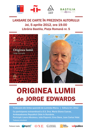 Volumul Originea lumii, de Jorge Edwards, lansat la Librăria Bastilia