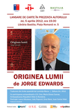 Volumul Originea lumii, de Jorge Edwards, lansat la Librăria Bastilia