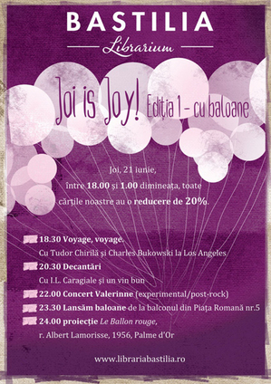 Prima ediţie a „Joi is joy”, la Librăria Bastilia