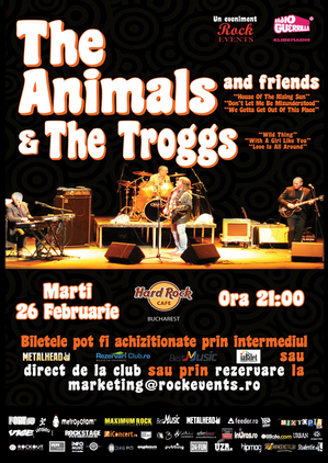 Nouă categorie de bilete pentru concertul The Animals and Friends şi The Troggs