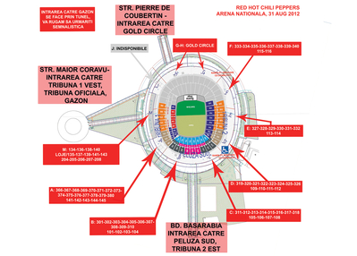 Regulile de acces în stadion pentru concertul Red Hot Chili Peppers